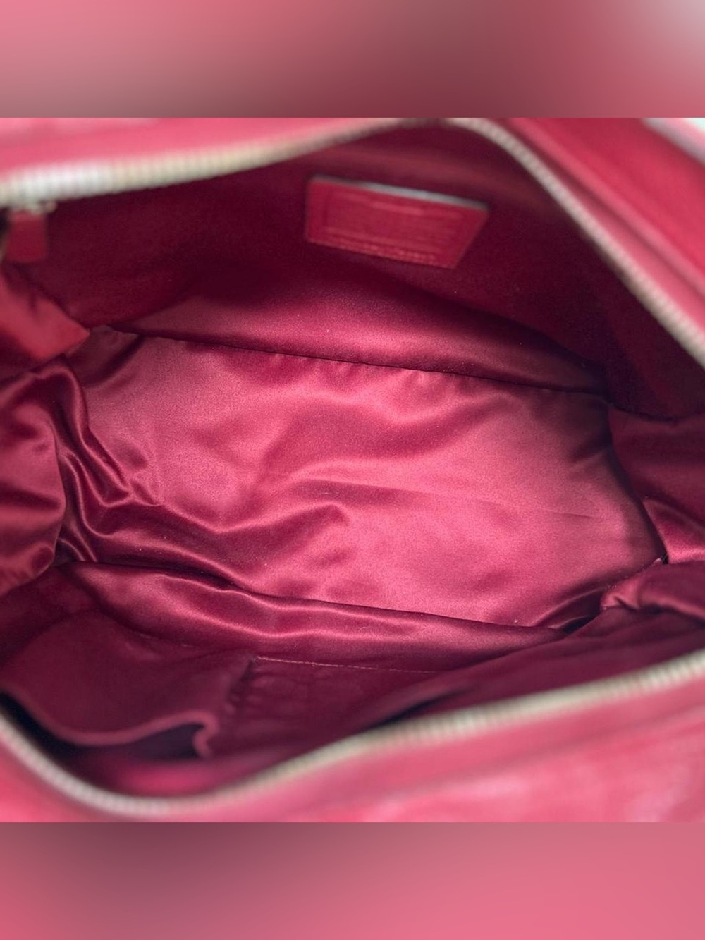 Coach Park Leather Carrie Tote F23284 Red Pebbled Leather Shoulder Bag - Picture 6 of 7